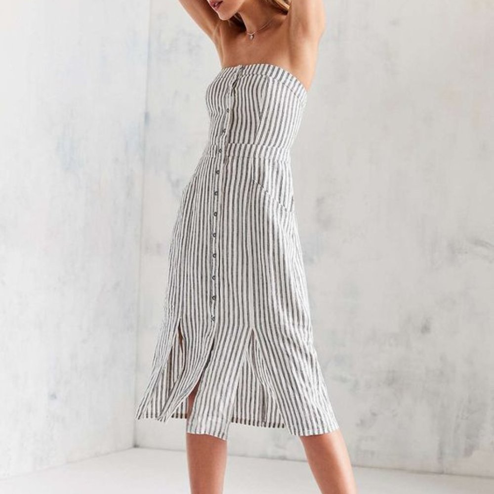 NWT Urban Outfitters Cooperative Tiffany Button-Down Strapless Midi Dress